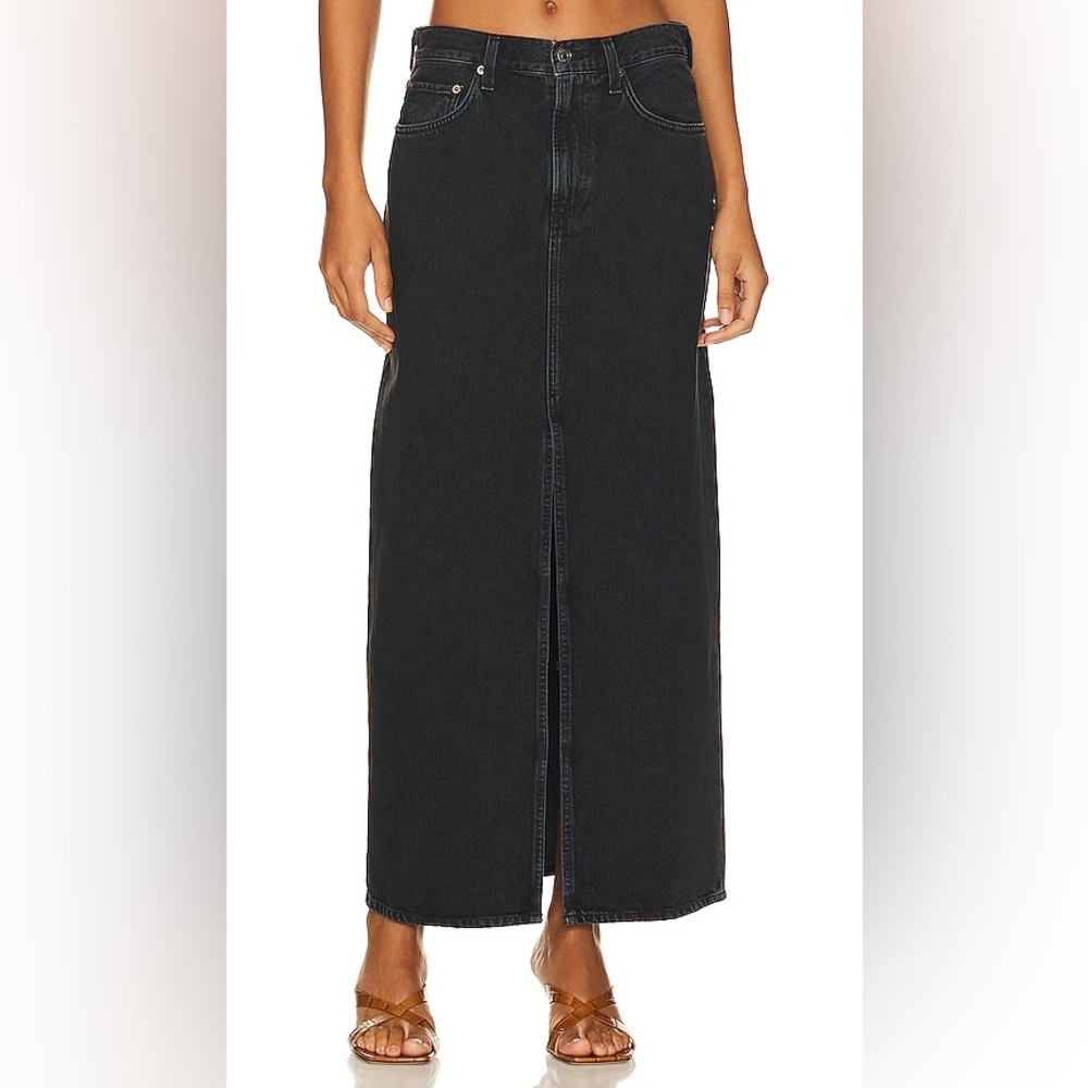 AGOLDE Leif Low Slung Jean Skirt Spider Black Denim Casual Women’s Size 25